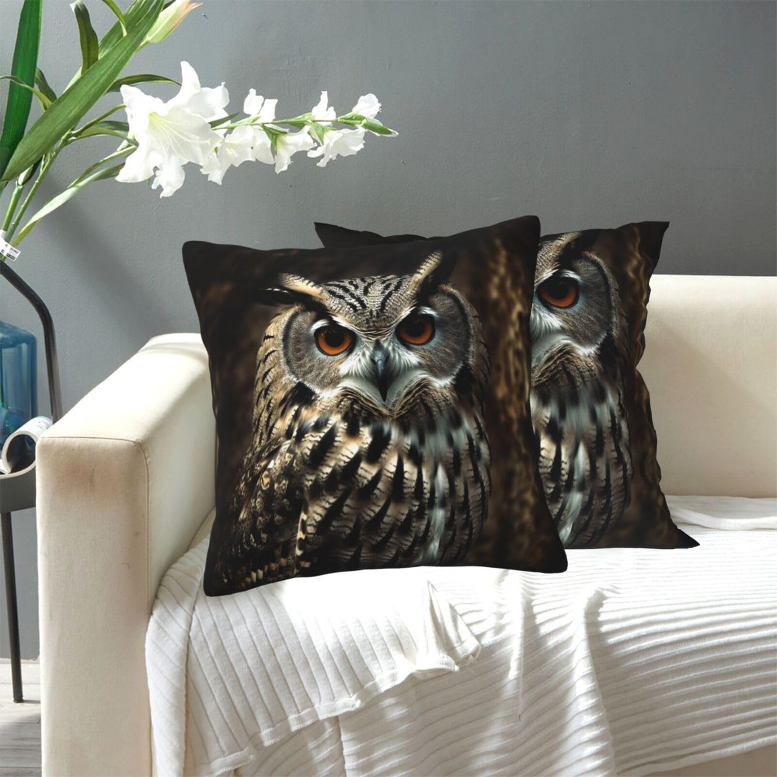 FekiLoot Decorative Throw Pillow Covers Modern Farmhouse Pillowcase Double Sided Cozy Cushion Cover for Sofa Couch Bed 12"X12" an Owl