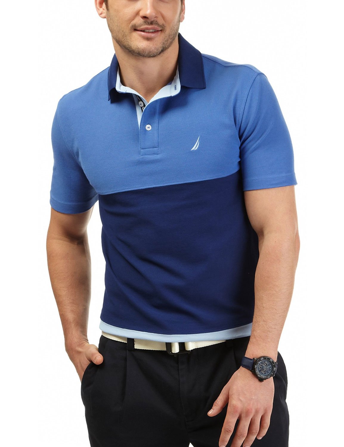 Nautica Men's Short-Sleeve Color-Block Polo Shirt