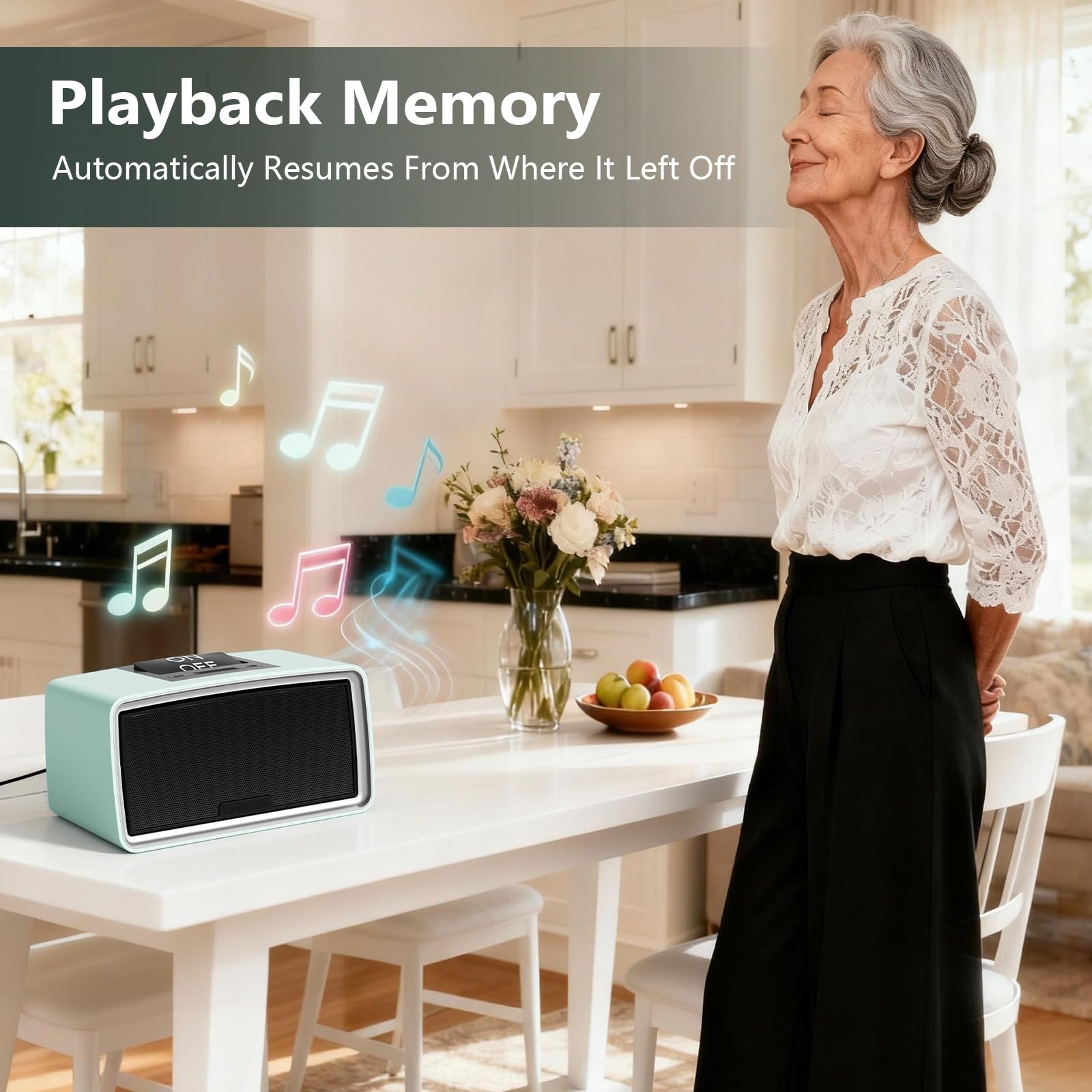 Lamborsafe Reproductor de música simple para personas mayores, ancianos, pacientes con demencia, reproductor de audiolibros MP3 retro con tarjeta TF de 32 GB, control de un botón para pacientes con