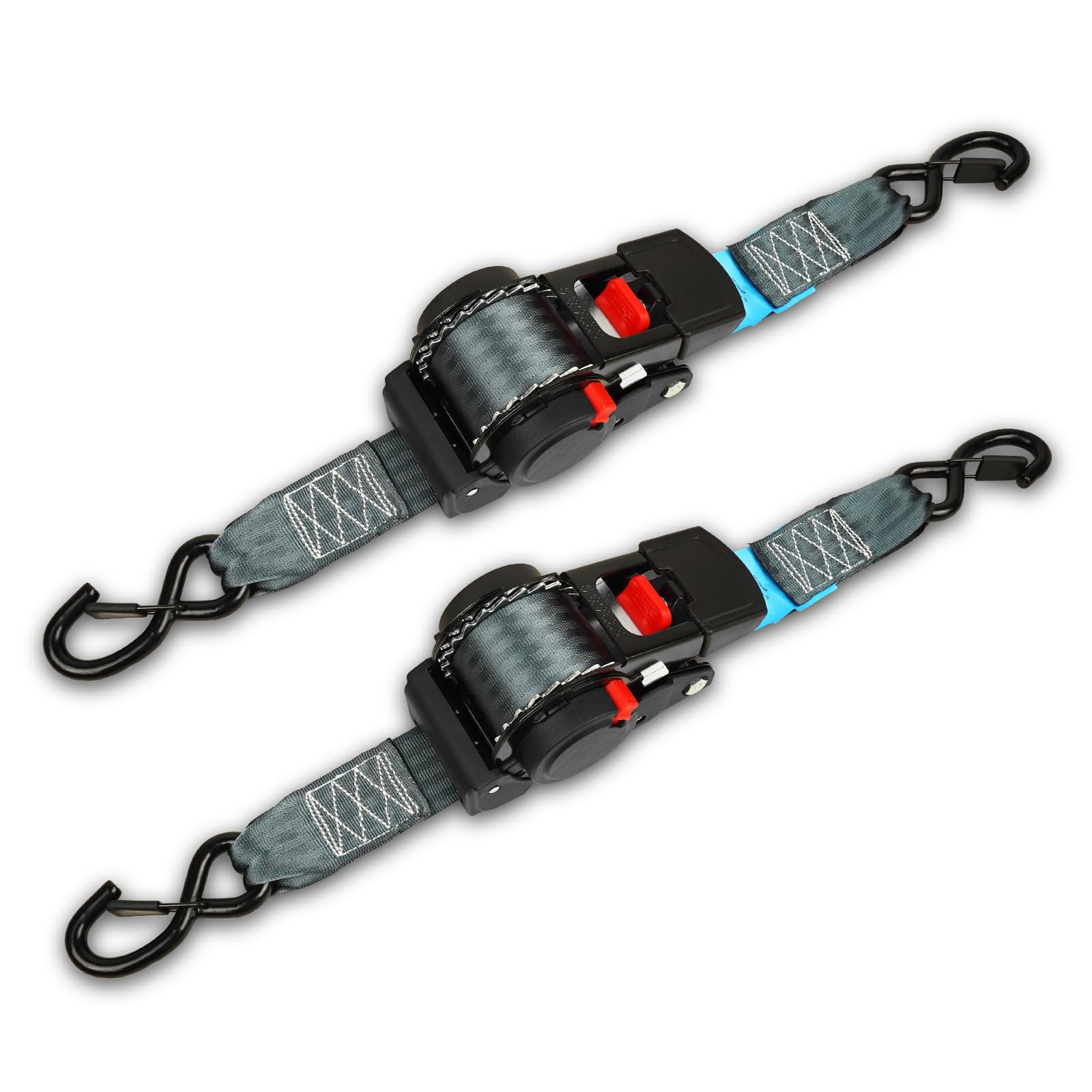 ANLULOAD 2 Pack Retractable Ratchet Straps (2in x 157in),Cargo Strap Tie Downs for Trunk, Garage Motorcycles, Atvs,Trailers-WLL2,204lbs,BS:4,409 lbs（