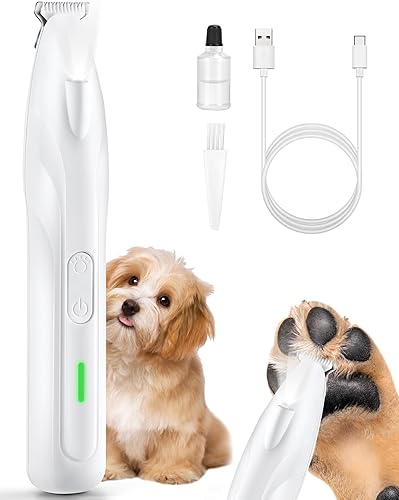 Miniatura 8 de Cortadora de patas de perros, 2 velocidades de bajo ruido para aseo, recortadora de pelo de perro recargable inalámbrica con luz LED, afeitadora de