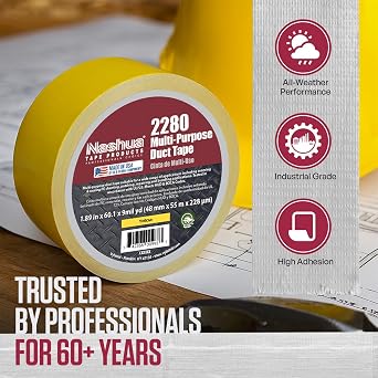 Nashua 2280 Black Duct Tape, All Purpose, Water Resistant, 1.89 Inch x 60 yds, 1 Roll