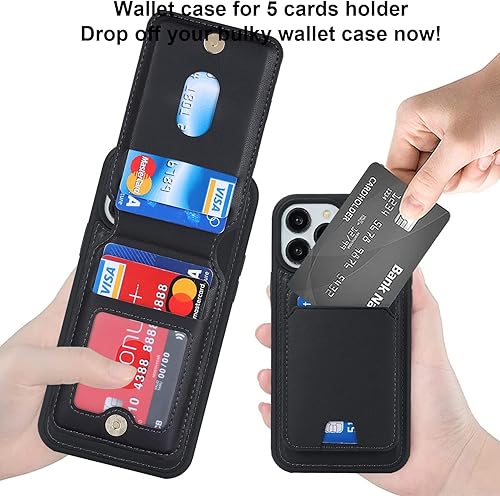 Miniatura 9 de Funda para iPhone 11 Pro Max con tarjetero de crédito, caja fuerte para iPhone 11 Pro Max, funda de cuero para mujer, compatible con mag Safe Wallet