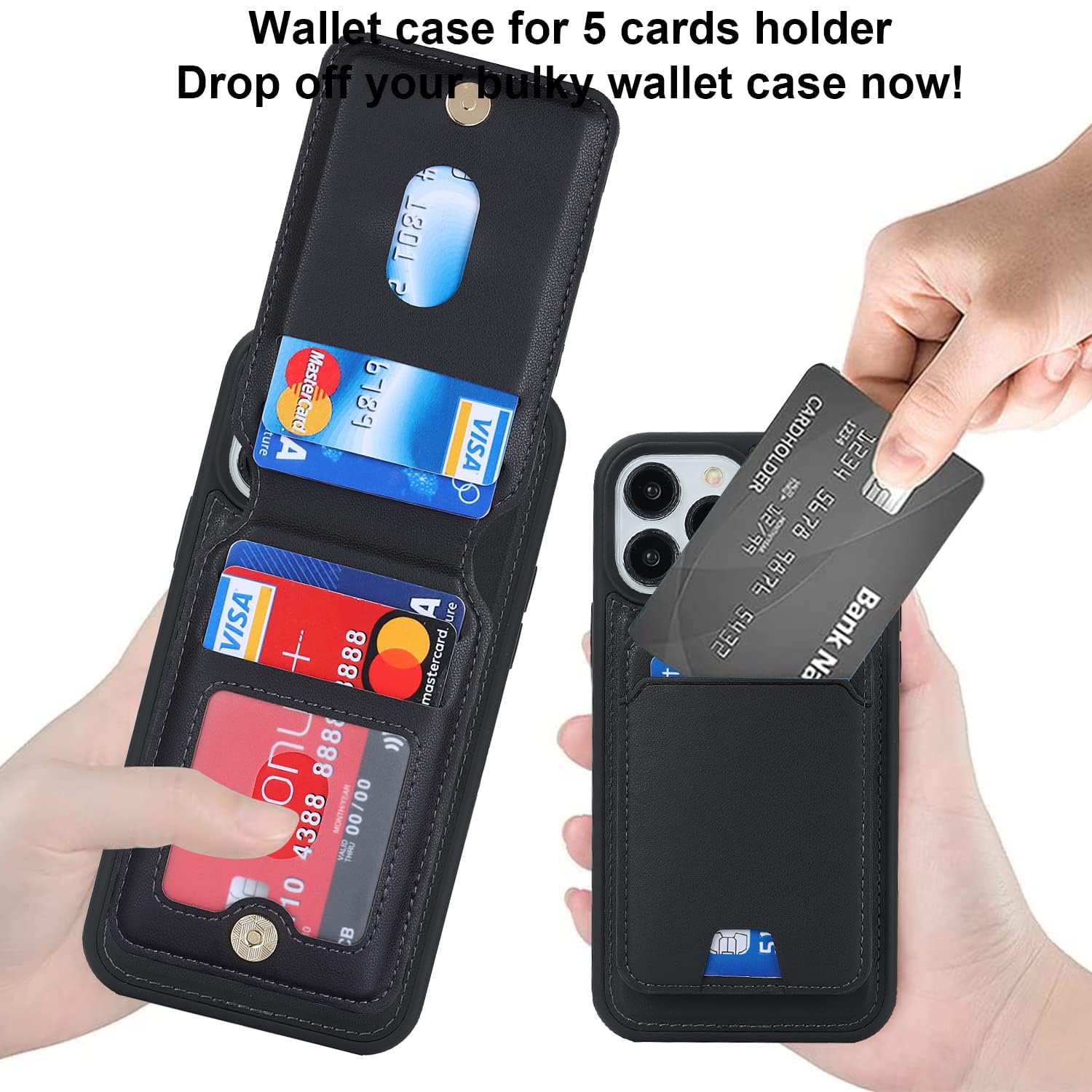 SailorTech iPhone 11 Pro Max case with Credit Card Holder mag Safe, iPhone 11 Pro Max Phone Leather Case Wallet for Women Compatible mag Safe Wallet Detachable 2-in-1 for Men-Black