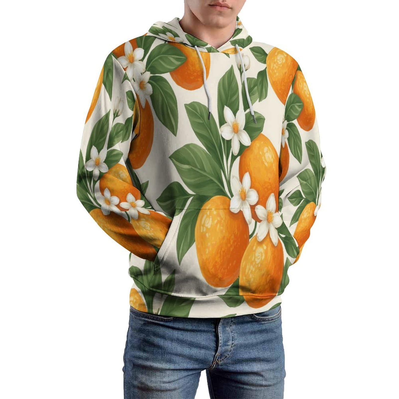 Sweat à capuche homme femme pull ample et chaud imprimé fleurs aquarelle
