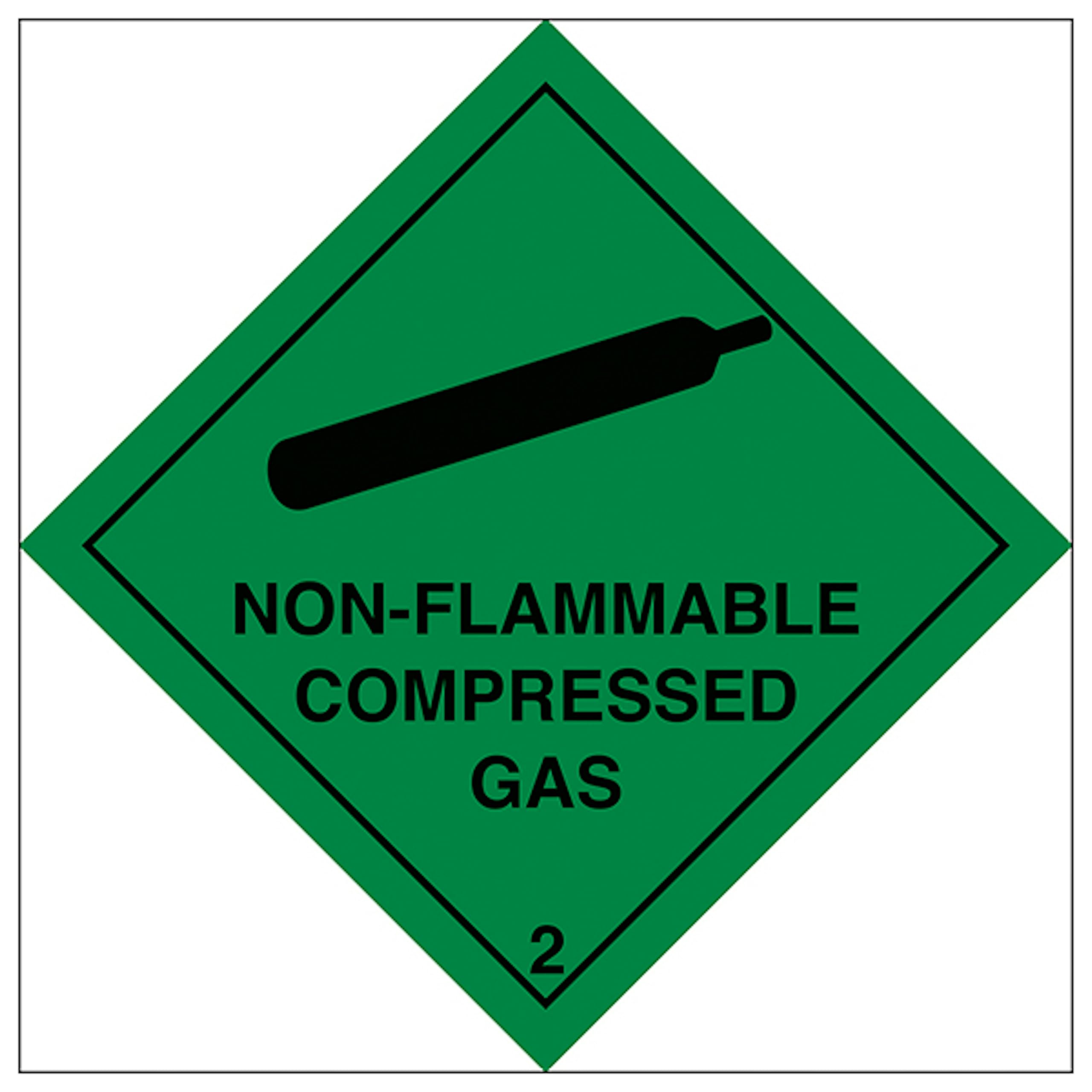 V Safety Non-Flammable Compressed Gas 200 x 200 mm - 2mm Rigid Plastic Safety Sign