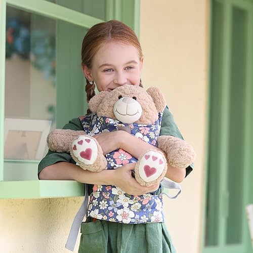 Miniatura 14 de GAGAKU Portabebés para niñas pequeñas, Eslinga portabebés de juguete para niños, accesorios de muñecas Reborn - Rosa - Conejo rosado