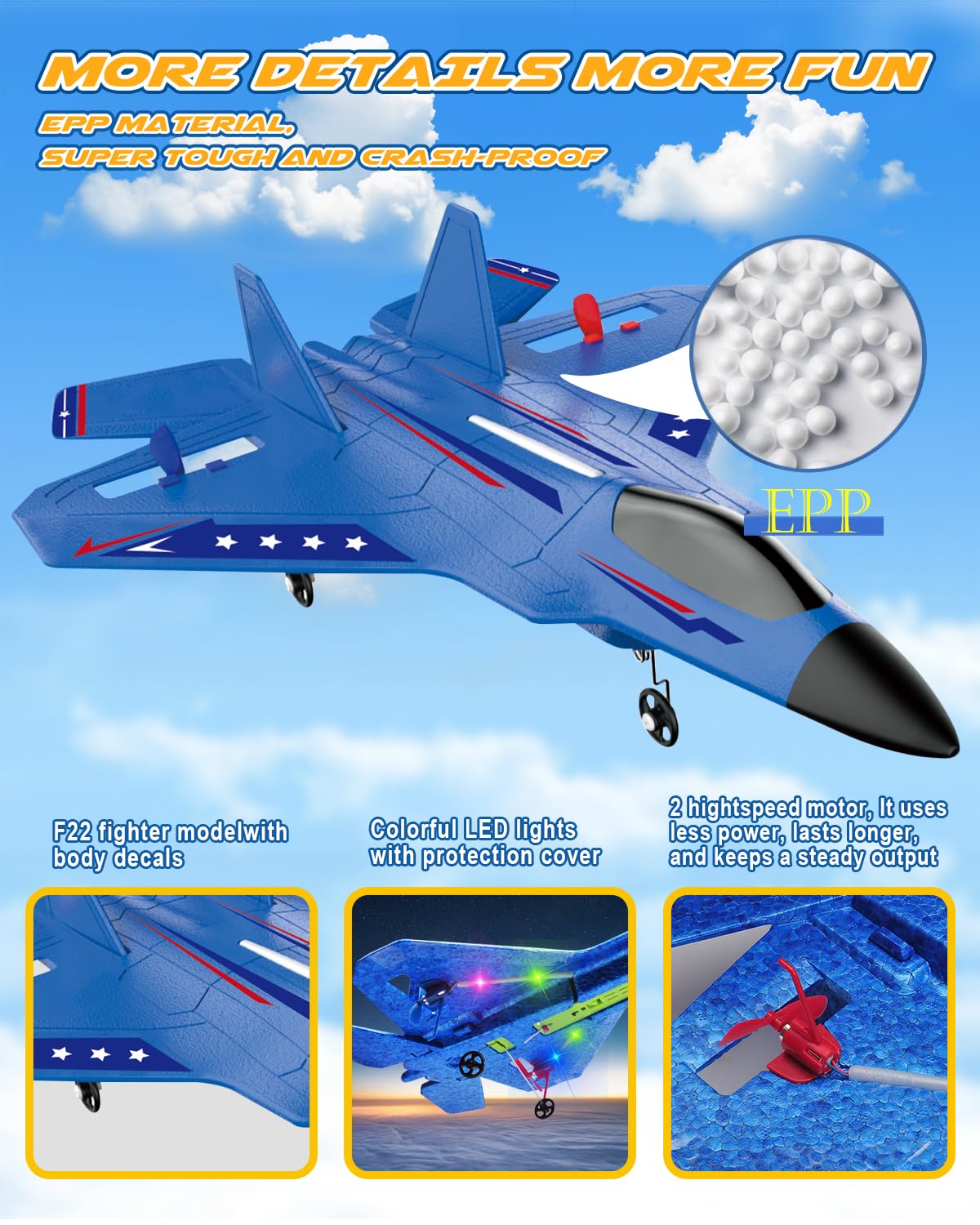 ANTSIR F22 RC Airplane for Kids Boys Adults Beginners Easy to Fly Gift 3