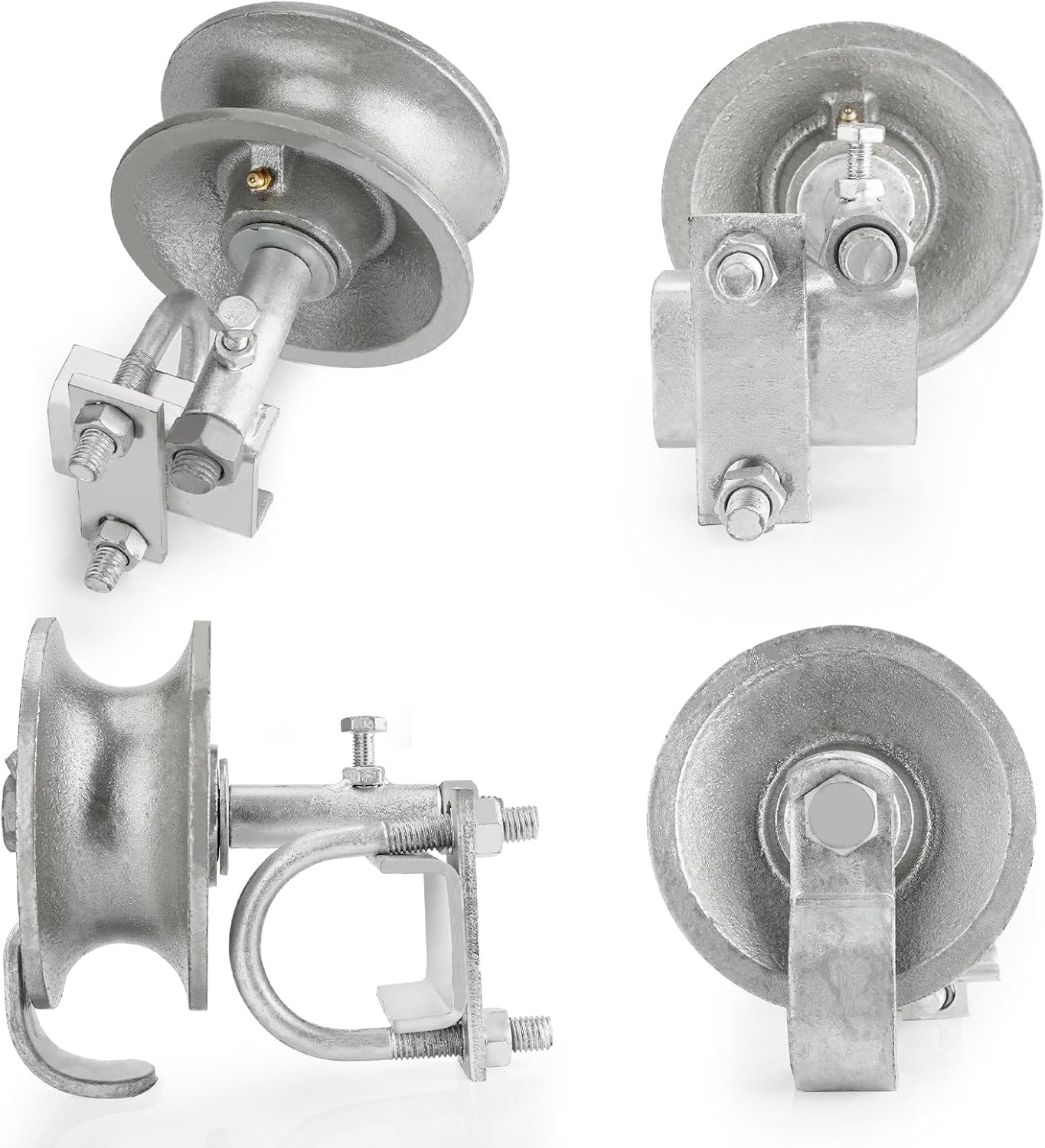 Sliding Gate Rollers, 5" Rear Pipe Track Wheels for Chain Link Sliding Gates, 1 7/8" Round Post, 1 7/8" or 1 5/8" for Chain Link Fence Gate Frame, Single U - Pack of 4