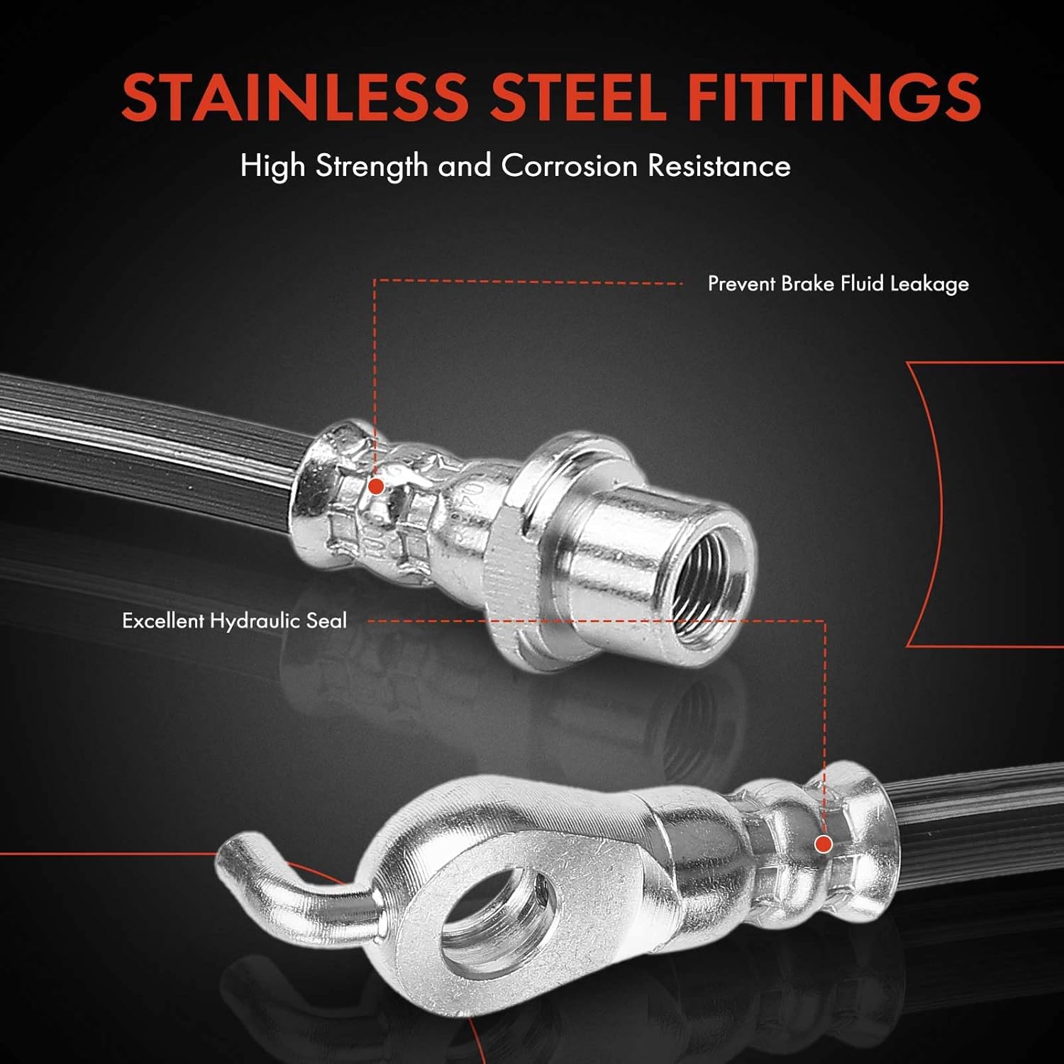 A-Premium Rear Brake Hydraulic Hoses Compatible with Select Toyota and Lexus Models - Highlander 2004-2007, RX330 2004-2006, RX400h 2006-2007, FWD Only - Replace# 9094702C61, 9094702C62(Pack of 2)