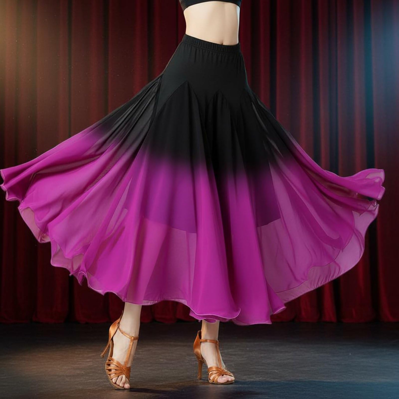Jupe Longue Danse Salon Taille Élastique, As4, Alpha, Numeric_10, Numeric_10, Numeric_100, Regular, Regular, Array, Rose Vif