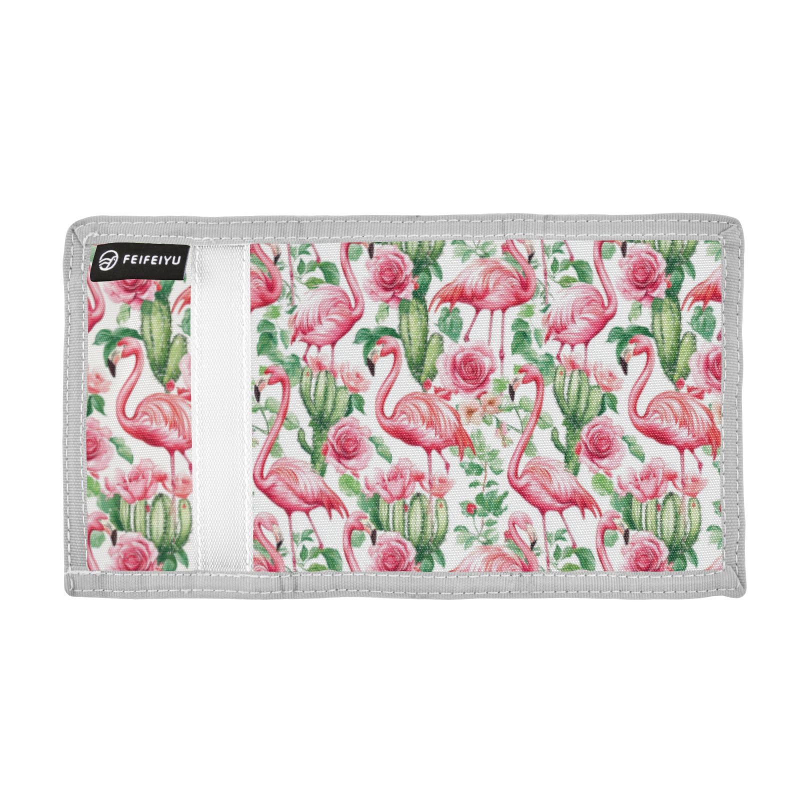Wusikd Flamingos Cacti Kids Wallet for Boys Girls Pink Roses Toddler Trifold Wallet Novelty Wallet for Teens Women Men