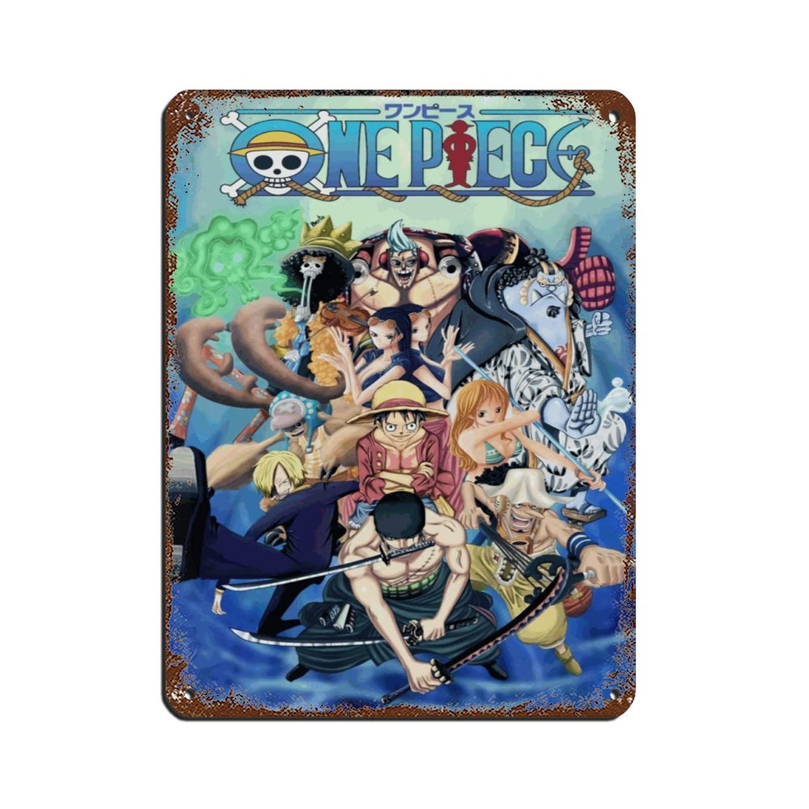 One Piece All Characters Canvas Art Poster (5) Retro Poster Metal Tin Sign Chic Art Retro Iron Painting Bar People Cave Cafe Family Garage Poster Wall Decoration 12x16inch(30x40cm)