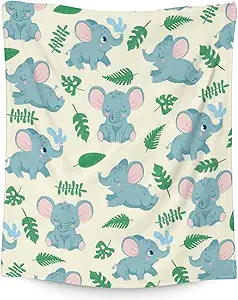Elephant Blanket Gifts - 50"x60" Cute Throw for Women Girls - Green Soft Fuzzy Blankets for Bed, Couch & Living Room
