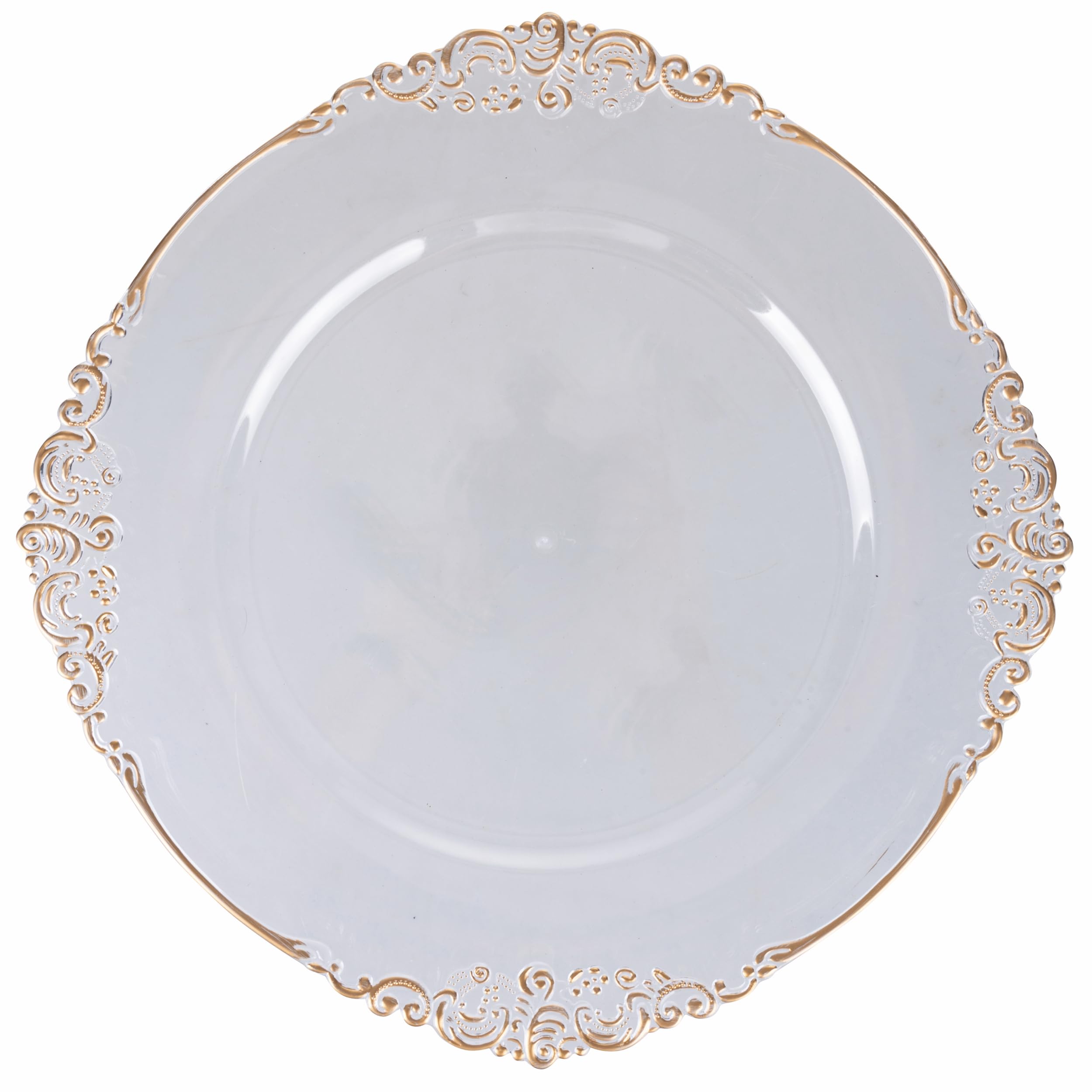 Set 6 Sottopiatto Ø 33 cm trasparente con bordino oro, Baroque