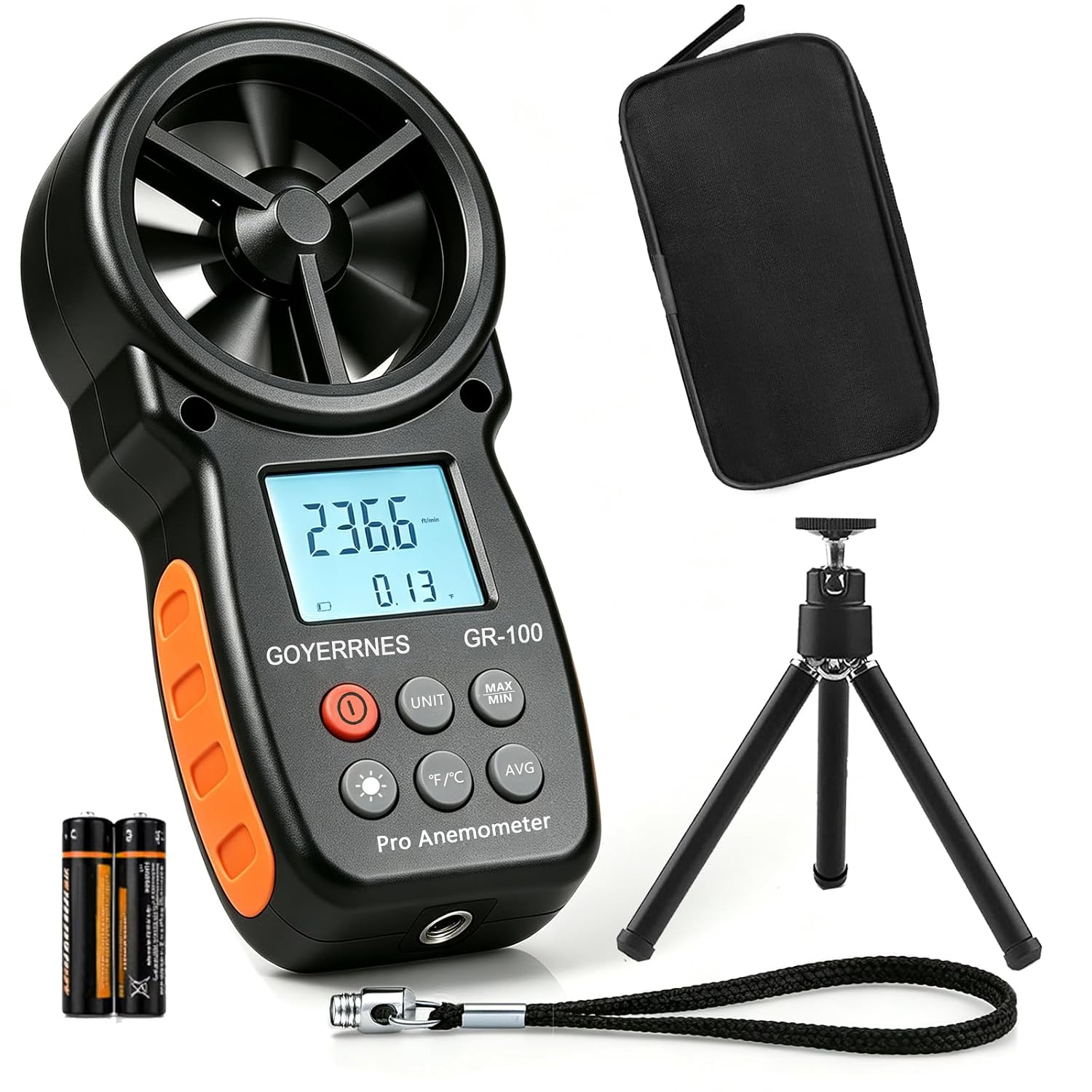 Handheld Anemometer with Tripod, Digital Wind Speed CFM Meter | HVAC Air Flow Velocity Gauge Tester with Backlight, Outdoor Wind Gauge for Drone Sailing Shooting