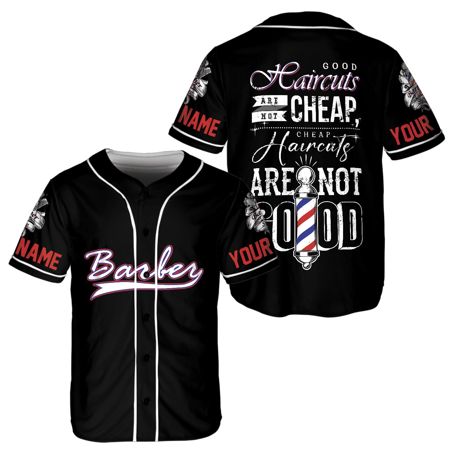 ThuhaTree Store Barber Baseball Baseball Jersey Unisex XS-5XL – Custom Barber Baseball Baseball Shirt