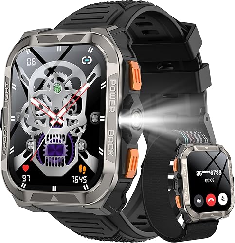 Military Smart Watches for Men (Answer/Make Calls),1.91"Fitness Smart Watch for Android and iPhone, GPS Fitness Trackers Watch with Flashlight/Heart