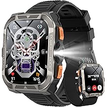 Military Smart Watches for Men (Answer/Make Calls),1.91"Fitness Smart Watch for Android and iPhone, GPS Fitness Trackers Watch with Flashlight/Heart Rate/Sleep/100+ Sport Modes/AI, Mens New Year Gift