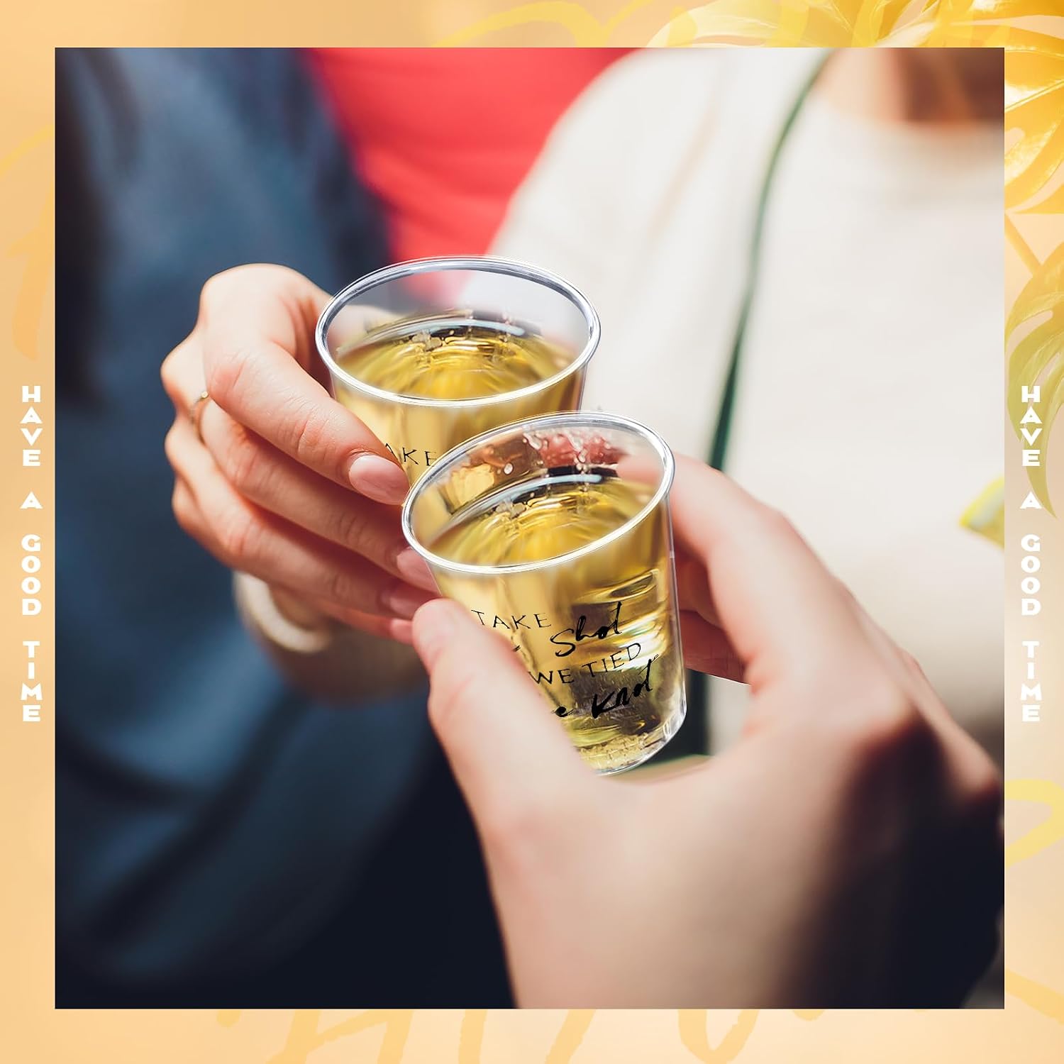 Domensi 200 Pieces Plastic Shot Clear Glasses 2 oz Take a Shot We Tied The Knot Disposable Mini Glasses Bulk Wedding Favors Cup for Weddings, Bridal Showers, Engagement Parties(Black) thumbnail