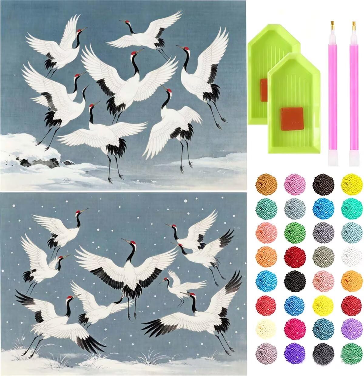 Bird zestaw 2 sztuk diamentowych obrazów 5D dla dorosłych, 95 x 70 cm, L