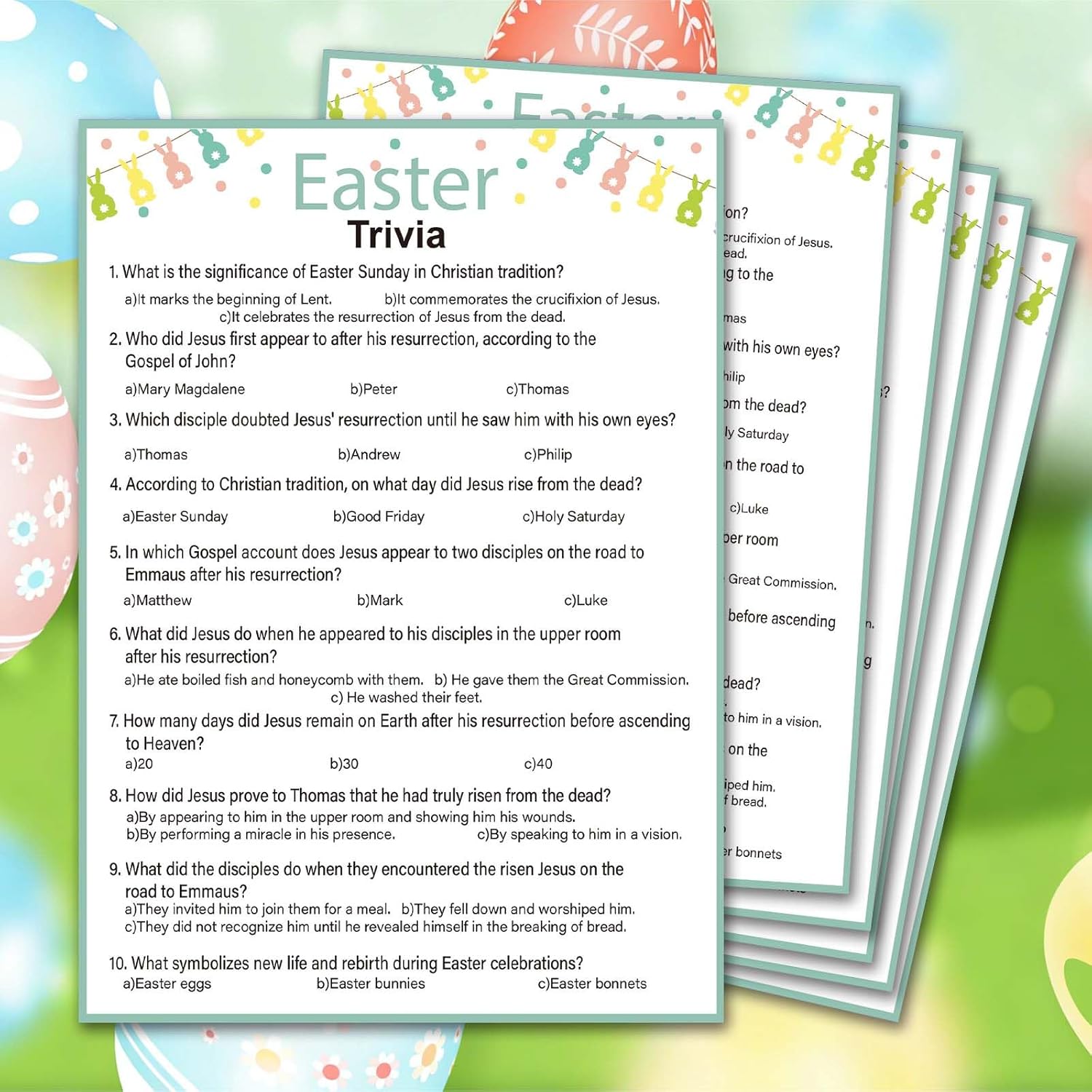 Easter Party Games for Adults, Easter Trivia Games for Family, Ice Breaker Game Party Favors for Adults -25 Pcs -A04