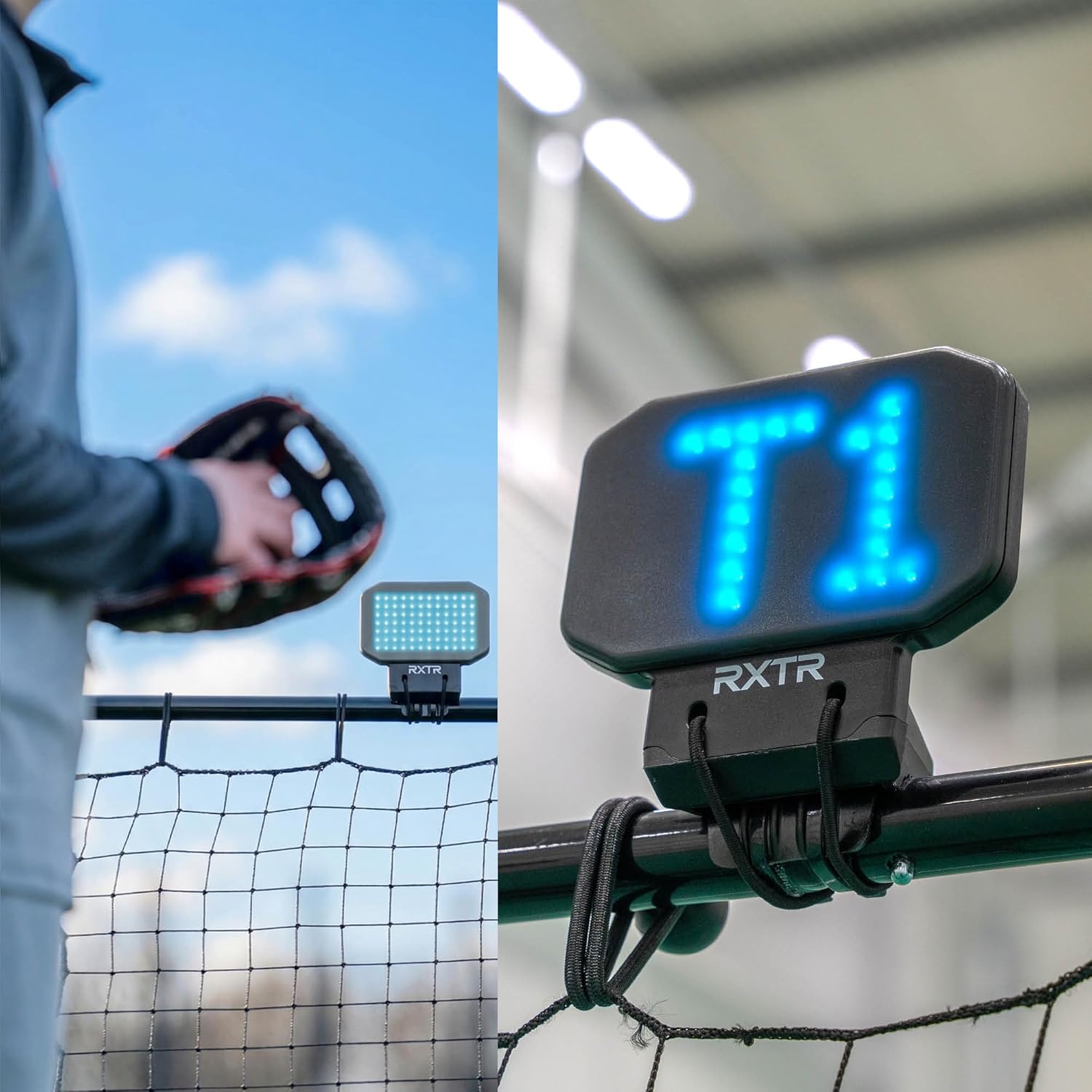 RXTR Fielding Reaction Light - Baseball Practice Equipment - Fielding Reaction Trainer for Pitchback Frames, Adjustable Baseball Reaction Time Trainer with 6 Reaction Tests & 5 Drill Modes