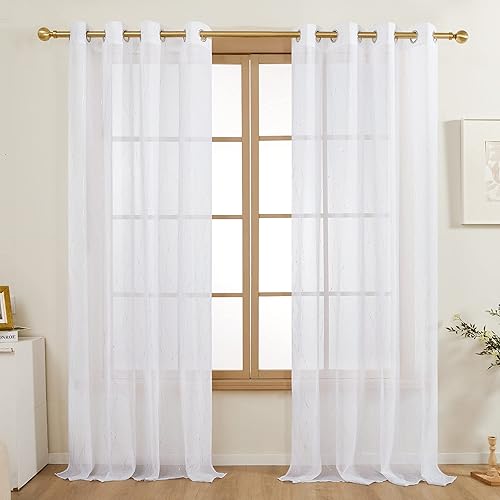 Miniatura 9 de Cortinas Deconovo finas con vuelo y diseño de estampado de líneas onduladas y motas plateadas, con aspecto a lino, con ojales en la parte de arriba,