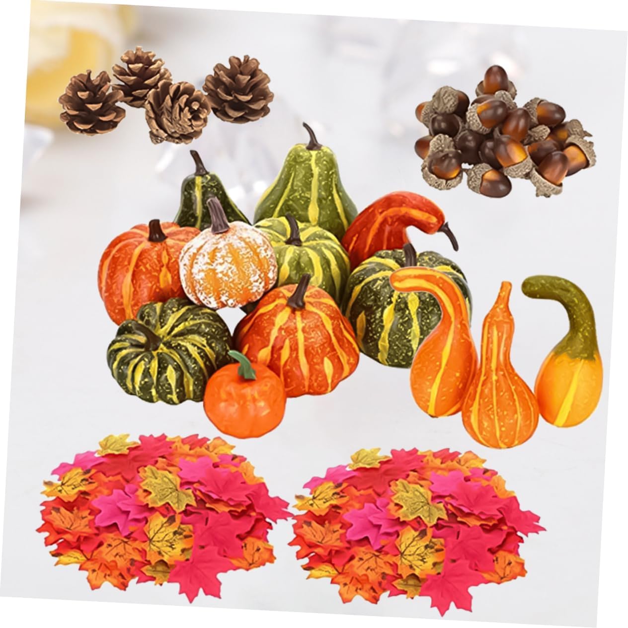 141pcs Maple Leaf Pumpkin Bunch Artificial Acorns for Halloween Easy to Carry Move