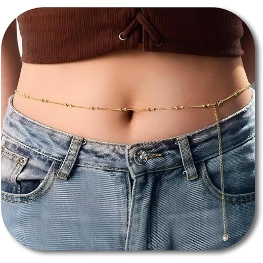 VAMA Adjustable Golden Beads Waist Chain