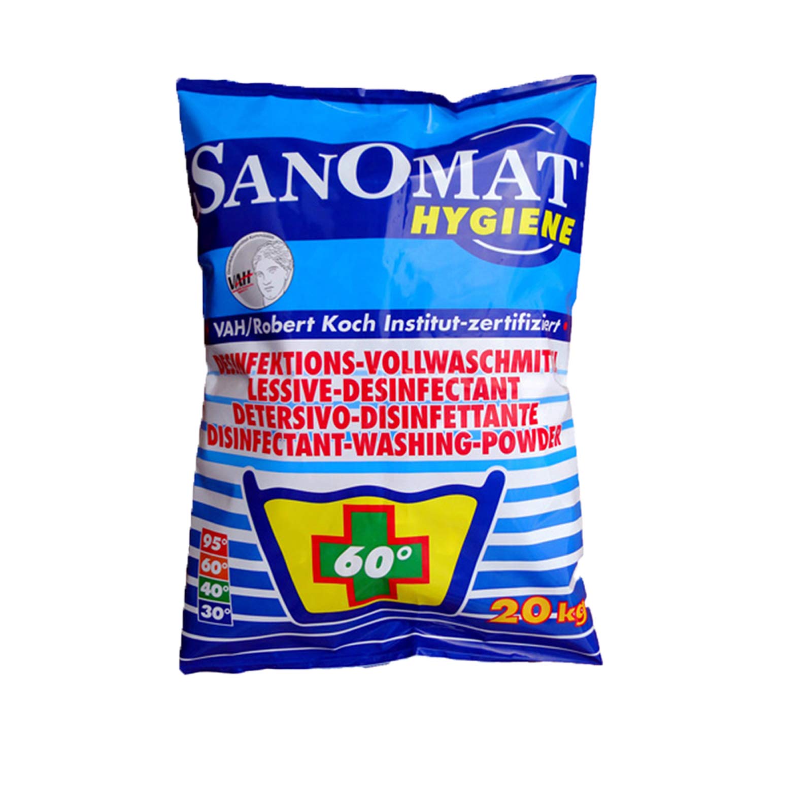 Desinfektionswaschmittel Desinfektions-Vollwaschmittel 2 x 20 Kg Sparset Sanomat Hygiene Waschmittel phosphatfrei, VAH und RKI zertifiziert Wäsche-Desinfektion