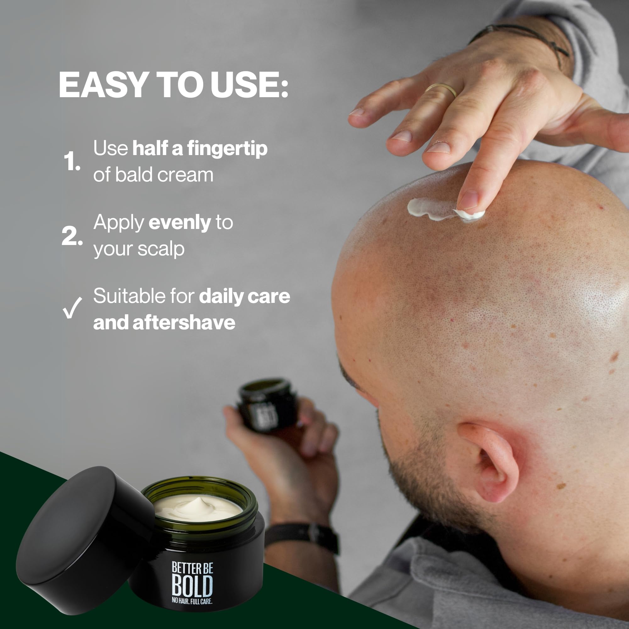 BETTER BE BOLD Crema mate cuero cabelludo rapado 50 ml I Efecto mate natural I Hidratación ligera aloe vera I Reduce brillo I piel sensible I cuidado cabeza calva hombre vegano