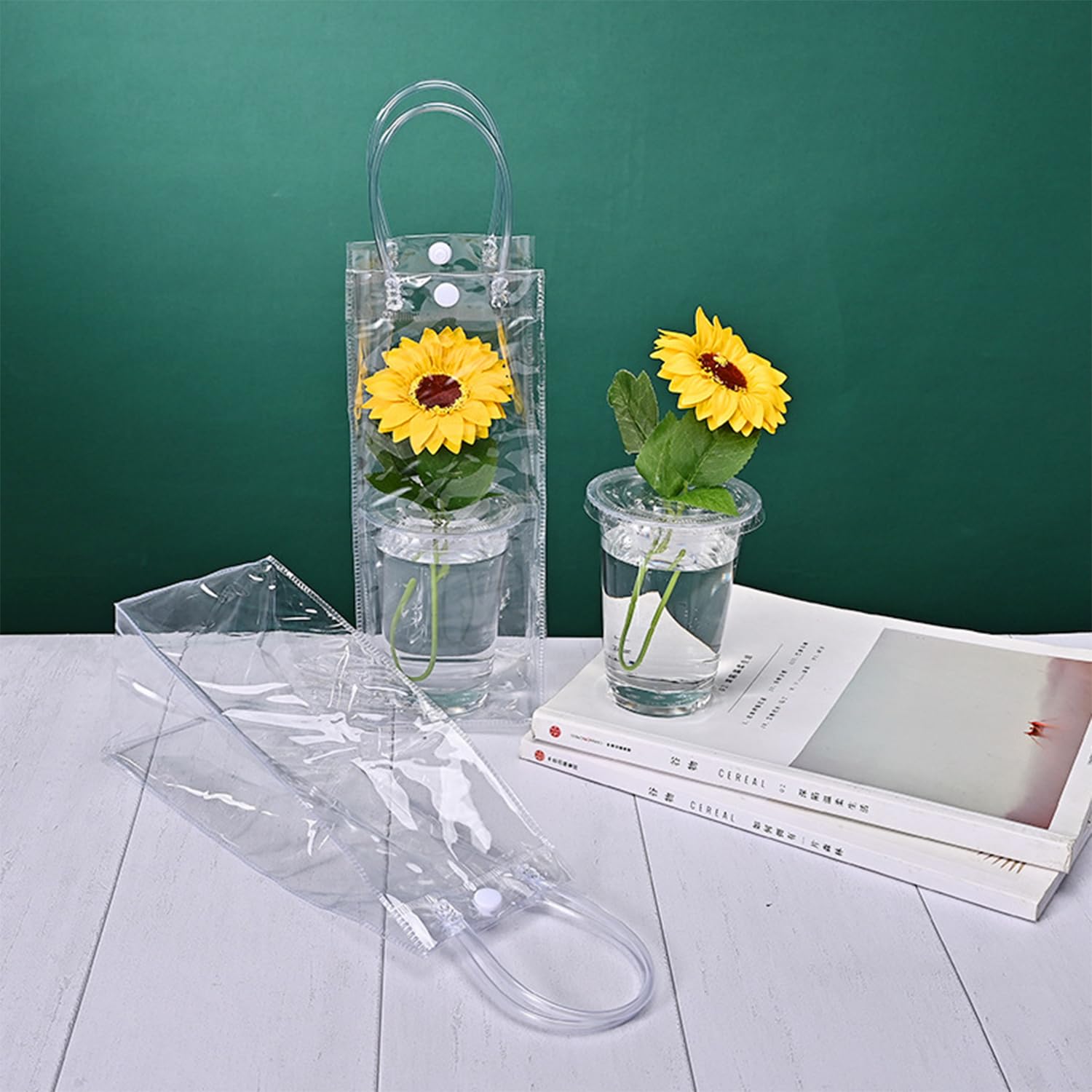 10 pezzi Champagne in PVC trasparente, Refrigeratori Per Bottiglie Trasparenti, Impacco di ghiaccio in PVC Champagne, Borsa Refrigerante Bottiglie con Manico (Aggiornamento senza perdite d'acqua)