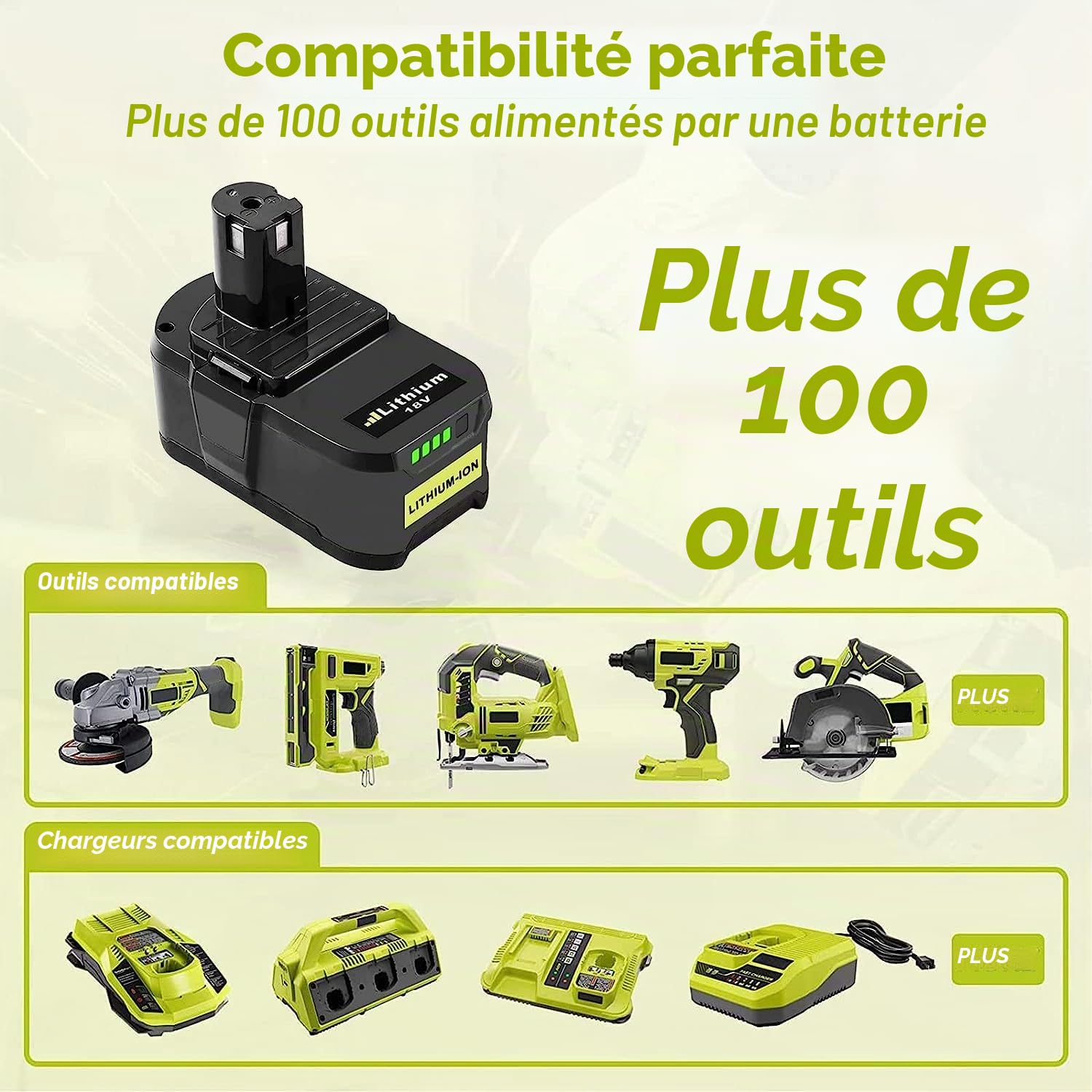 2X 18V 5,5Ah Batterie Remplacement pour Ryobi + 6A Double Chargeur Compatible with Ryobi One+ Batterie RB18L50 RB18L25 RB18L13 RB18L40 RB18L20 P108 P102 P103 P104 P105 P106 P107