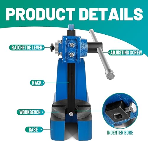 Miniatura 5 de Prensa manual de eje de 2 toneladas, prensa de eje resistente, con altura máxima de 8.5 pulgadas, herramienta de prensa de eje de metal, para