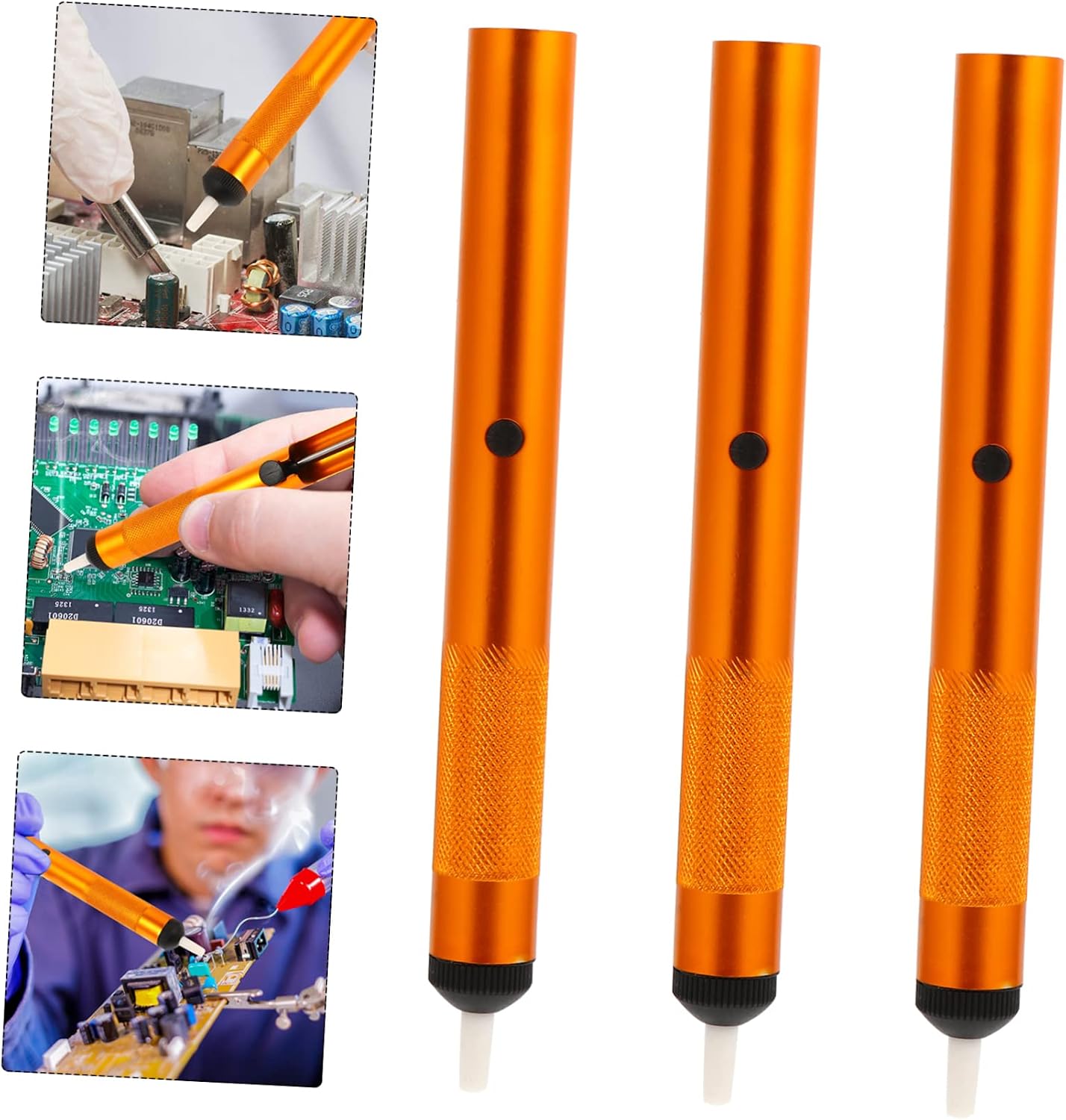 WOONEKY 3pcs Solder Sucker Tool Set Manual Desoldering Pump with Strong Suction Lightweight Aluminum Solder Remover for and Pcb Repair