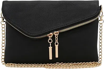 FashionPuzzle Envelope Wristlet Clutch Crossbody Bag with Chain Strap