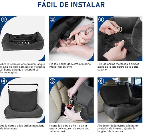 Dog Car Seat for Medium and Large Dogs or Two Small Dogs, Universal Dog Seat Car Rear Seat for Small/Medium Dogs up to 20 kg, Washable, Self-Warming Cat Bed - 5