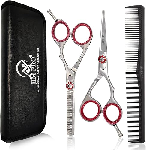 Juego de tijeras de corte de cabello, kit profesional de tijeras (tijeras de corte de barba y tijeras de adelgazamiento de peluquería) kit de