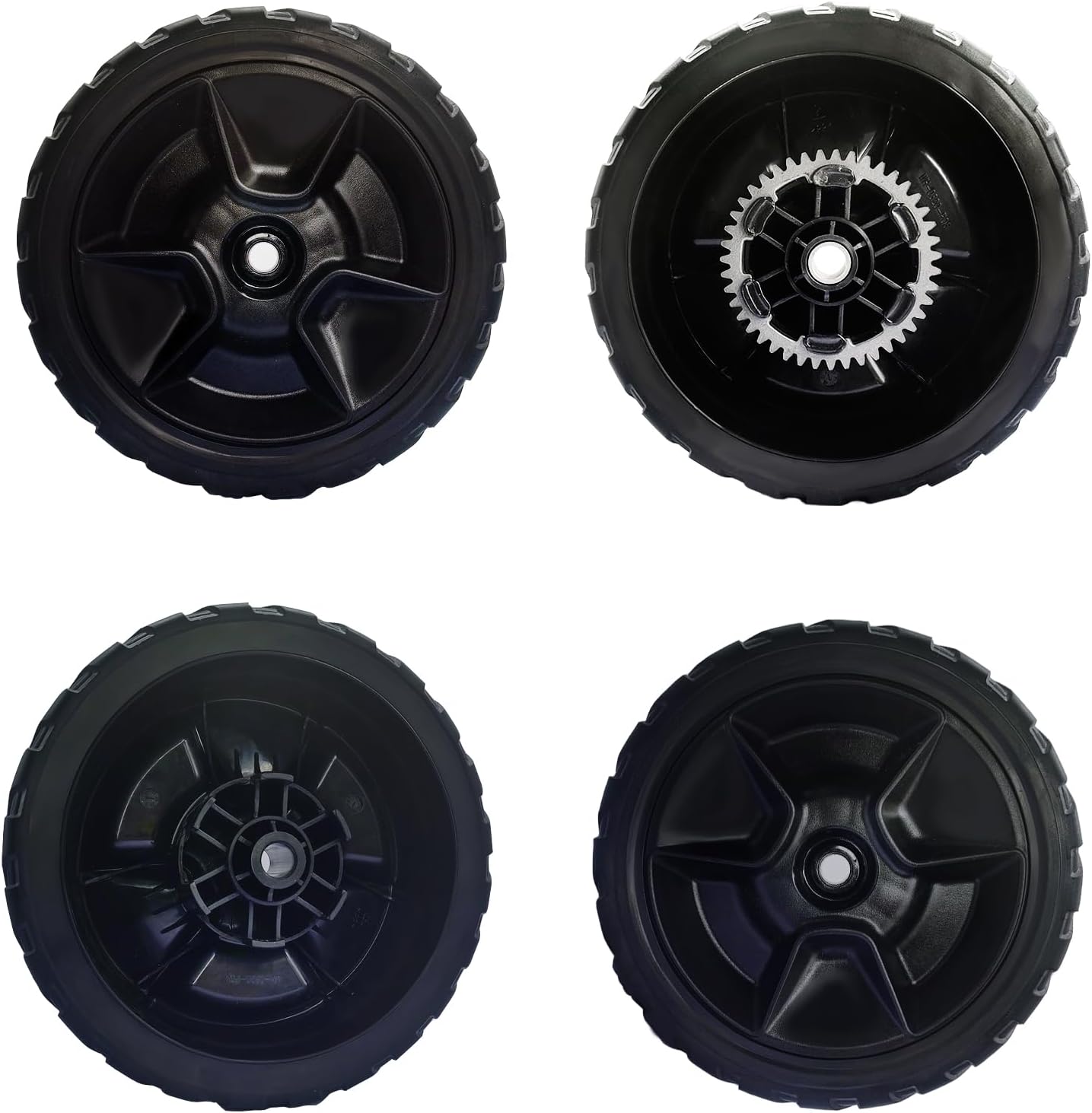 4 Pack Lawn Mower Wheels, Compatible With Honda HRN216 HRN216VKA HRN216VKA, HRN216VKAA Walk Behind Lawn Mower, 2 Rear Wheels 42710-VR8-N00ZA, 2 Front Drive Wheels 44710-VR8-N00ZA, 5 Years Warranty