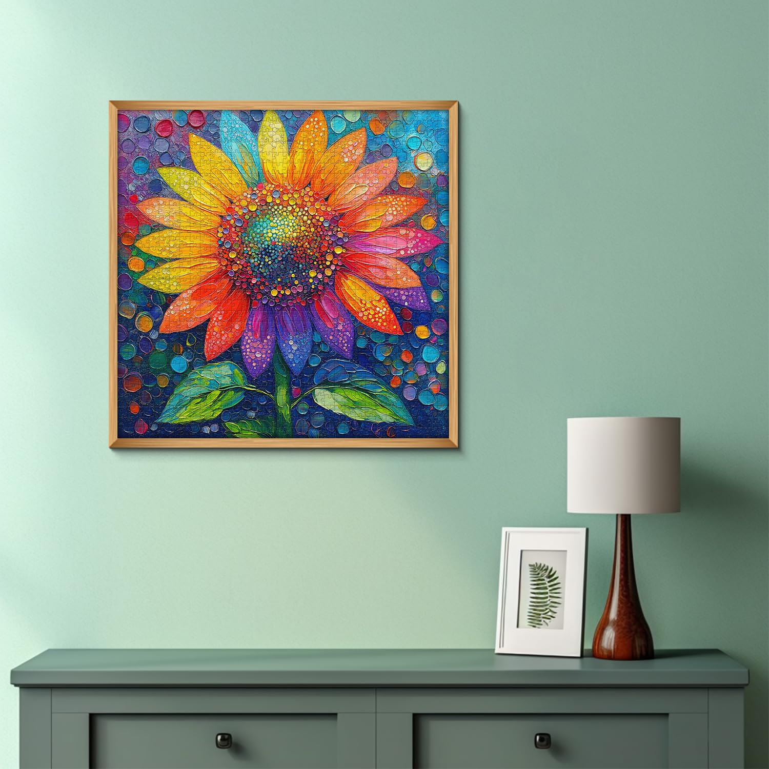 Rompecabezas de girasol para adultos de 1000 piezas, rompecabezas de flores arcoíris imposibles, rompecabezas de plantas degradadas coloridas de 1000 piezas como decoración artística de pared 6