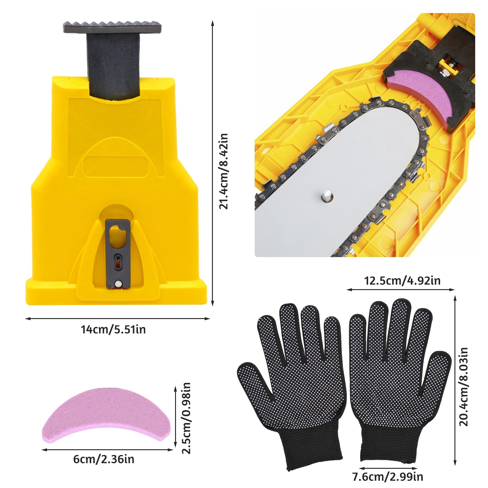 Chainsaw Sharpener, Fast Chain Saw Sharpener Tool, Chainsaw Sharpening Kit with 7 Pcs Stone Grinder, Fits for 14in, 16in - Image 2