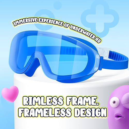 Miniatura 2 de Gafas de natación para niños, paquete de 2 gafas de natación sin marco para niños, niños o niñas de 5 a 14 años, gafas de piscina de visión amplia