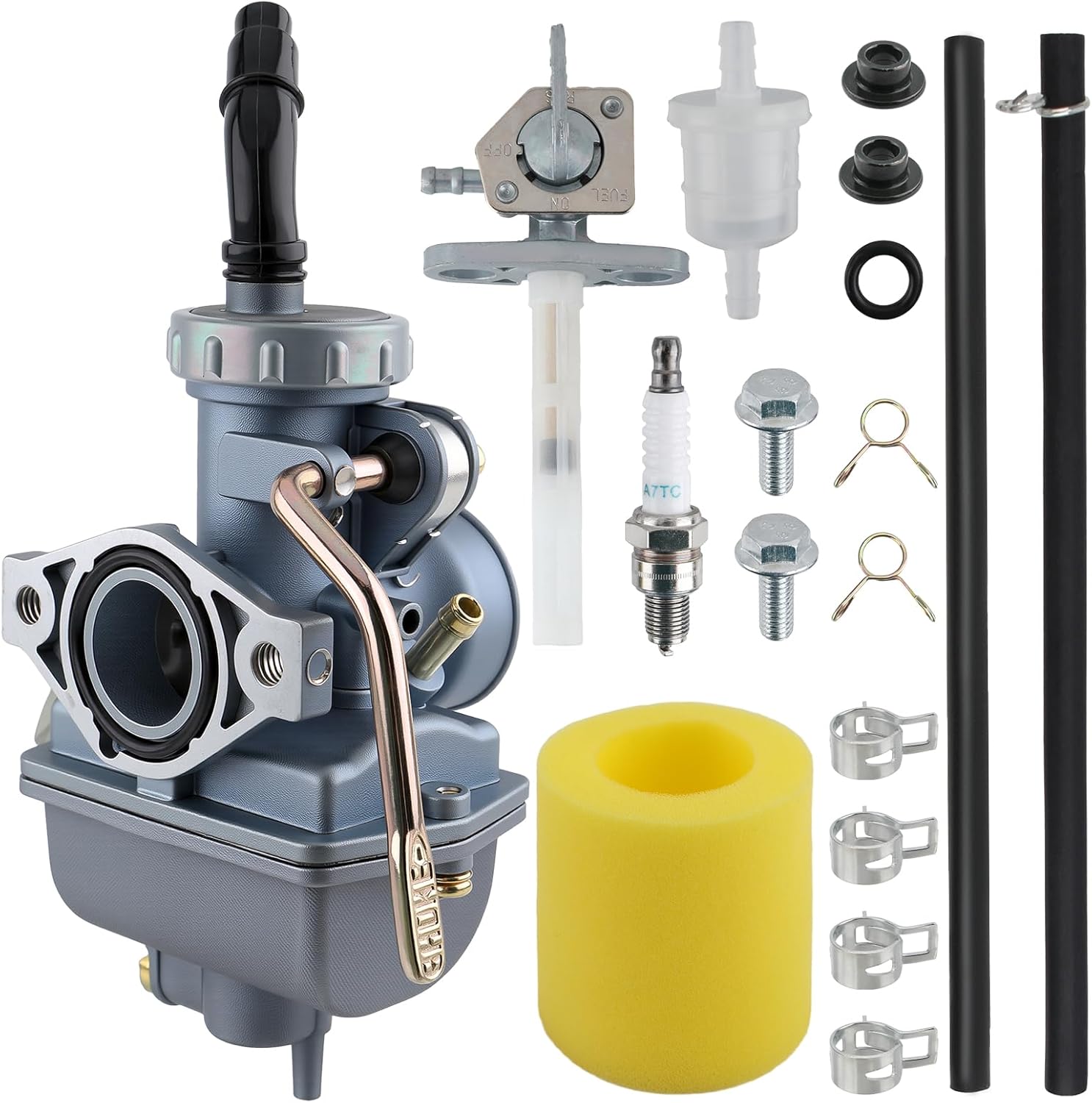 16100-176-671 Carburetor with Fuel Petcock Spark Plug Air Filter Fuel Filter 17cm/20cm Fuel Lines Compatible with Honda CRF80F XR80R XR80 XL80S XR75 16100-176-014 16100-GN1-671 16100-GN1-681