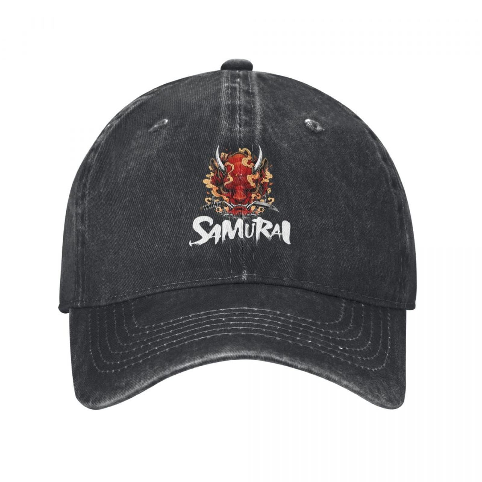 Casquette samouraï retro gaming en coton vieilli lavé avec boucle de réglage