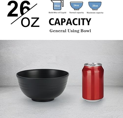 Miniatura 10 de Juego de cuencos de paja de trigo cuencos de cereales irrompibles de 55 onzas 6 unidades cuencos aptos para lavavajillas y microondas juego de