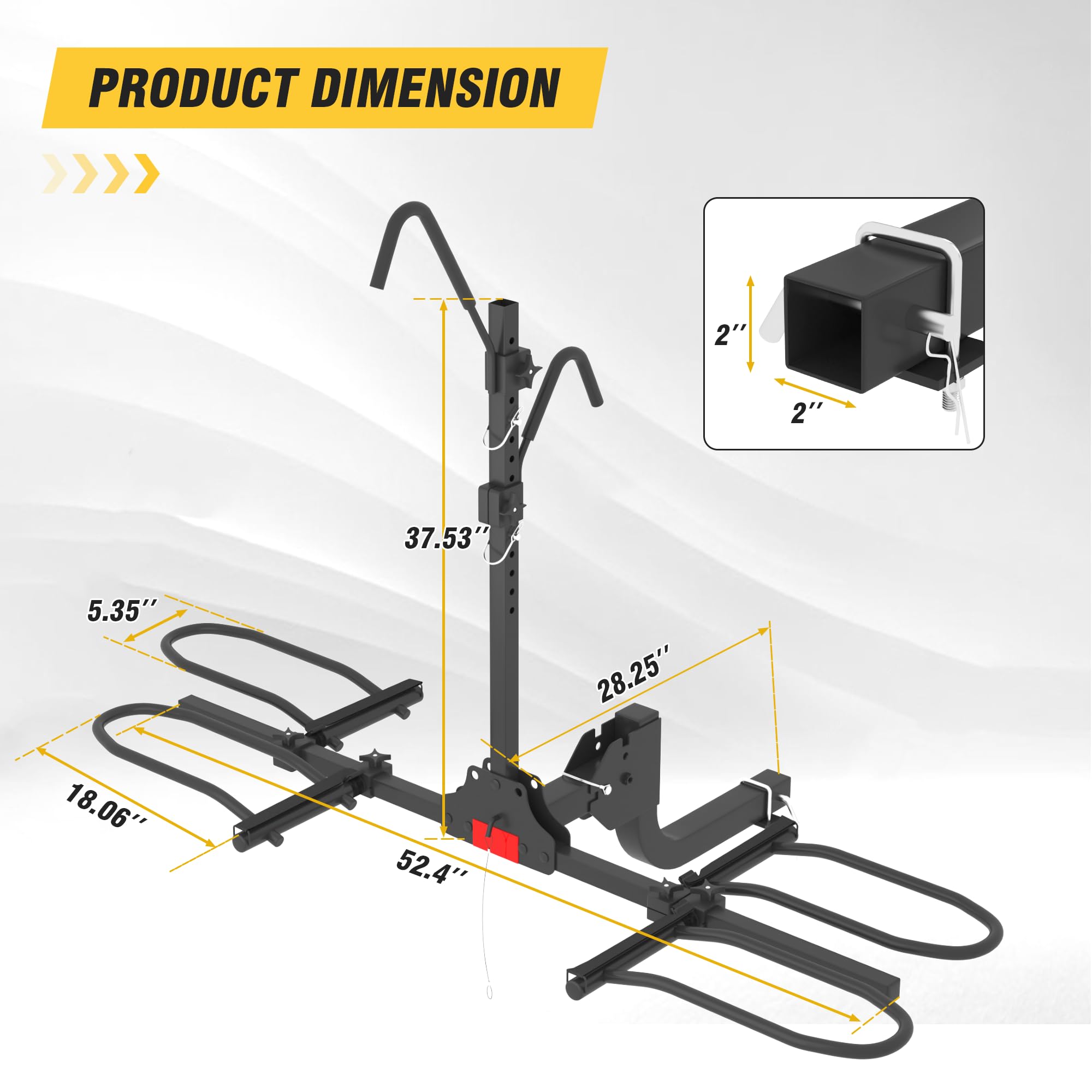 Hitch Bike Rack,Wobble Free Smart Tilting Folding Bicycle Car Racks for Standard,Fat Tire E-Bike Rack for Tow Hitch, 2-Bike 200 lbs Capacity, 2 inch Receiver