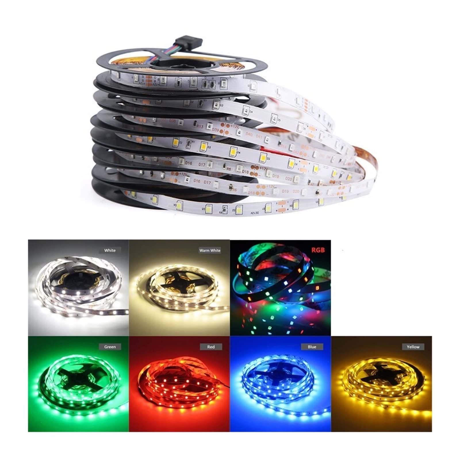 Taśma świetlna LED DC 12 V V 2835 RGB 5 m/rolka 12 V DC 60 LED/M RGB taśma LED taśma lampa dioda elastyczne podświetlenie telewizora (ciepła biel)