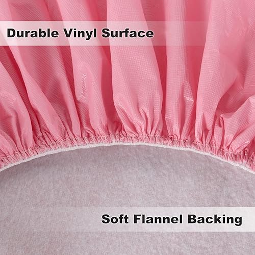 Miniatura 78 de LUSHVIDA - Mantel ajustable de vinilo para mesa redonda, impermeable y con borde elástico, mantel de plástico