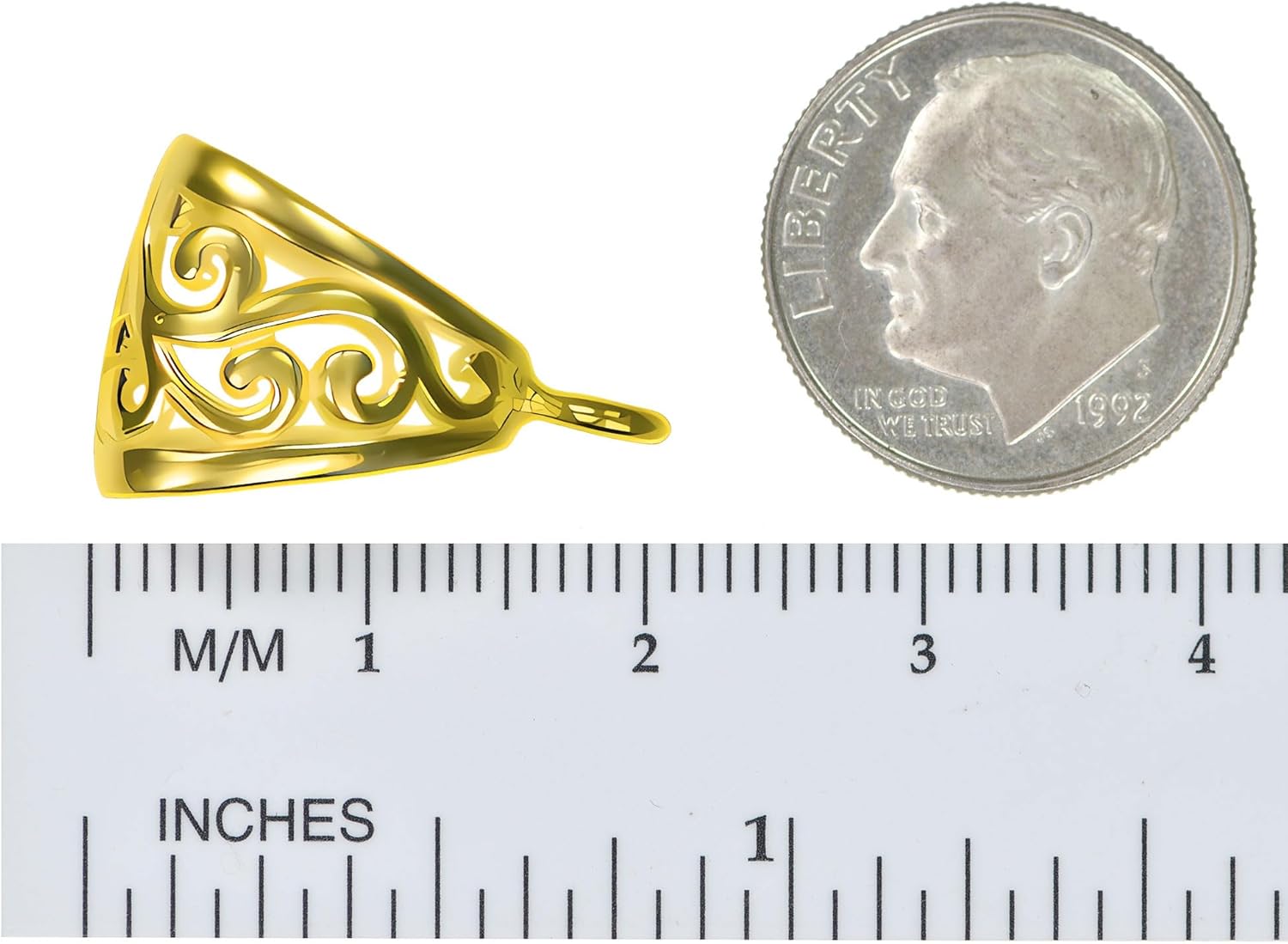 uGems 14K GP Sterling Silver Scroll Pendant Bail Connector with Open Loop 1-micron Gold Plated 20mm - Image 5